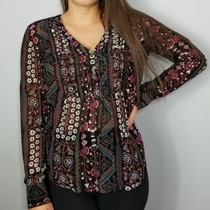 Veronica Beard Floral Printed Button Blouse Top